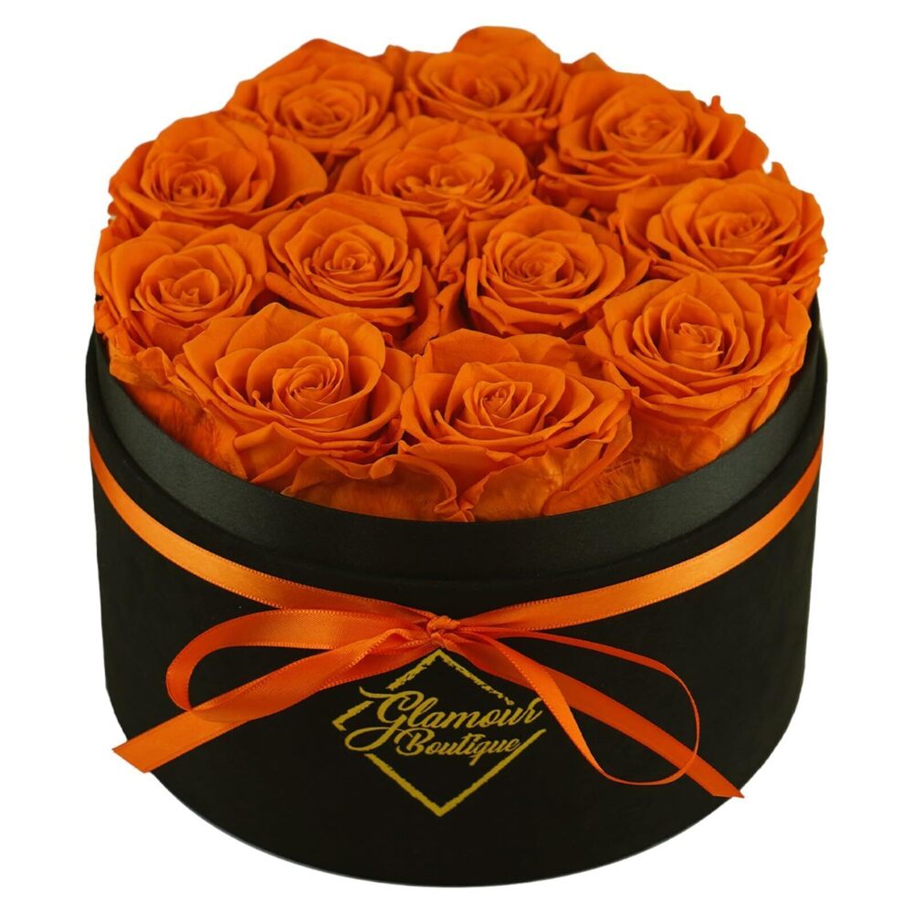 4919 Flowers Forever Gift Box 12 Real Preserved Roses in a Velvet Black